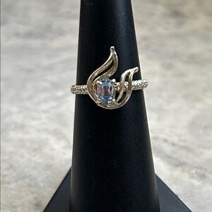 Elegant Gold Plated Ring with Blue Gemstone